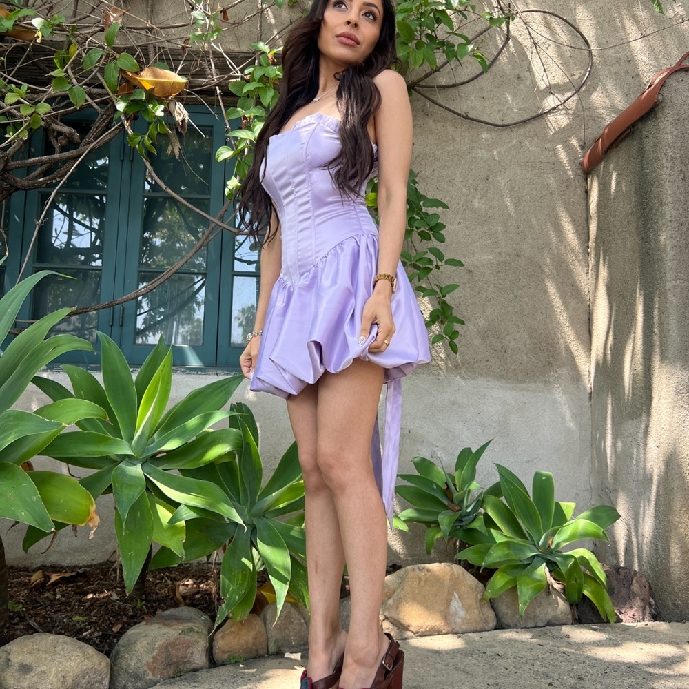 Purple One Shoulder Sleeveless Mini Sundress